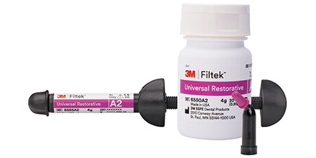 3M Filtek Universal Restorative bottle, syringe and capsule
